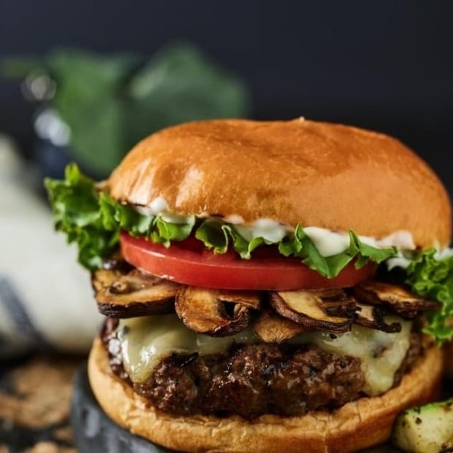 Mushroom Swiss Burger.