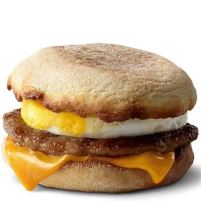 Sausage Patty, Egg, & Cheese Sandwich.