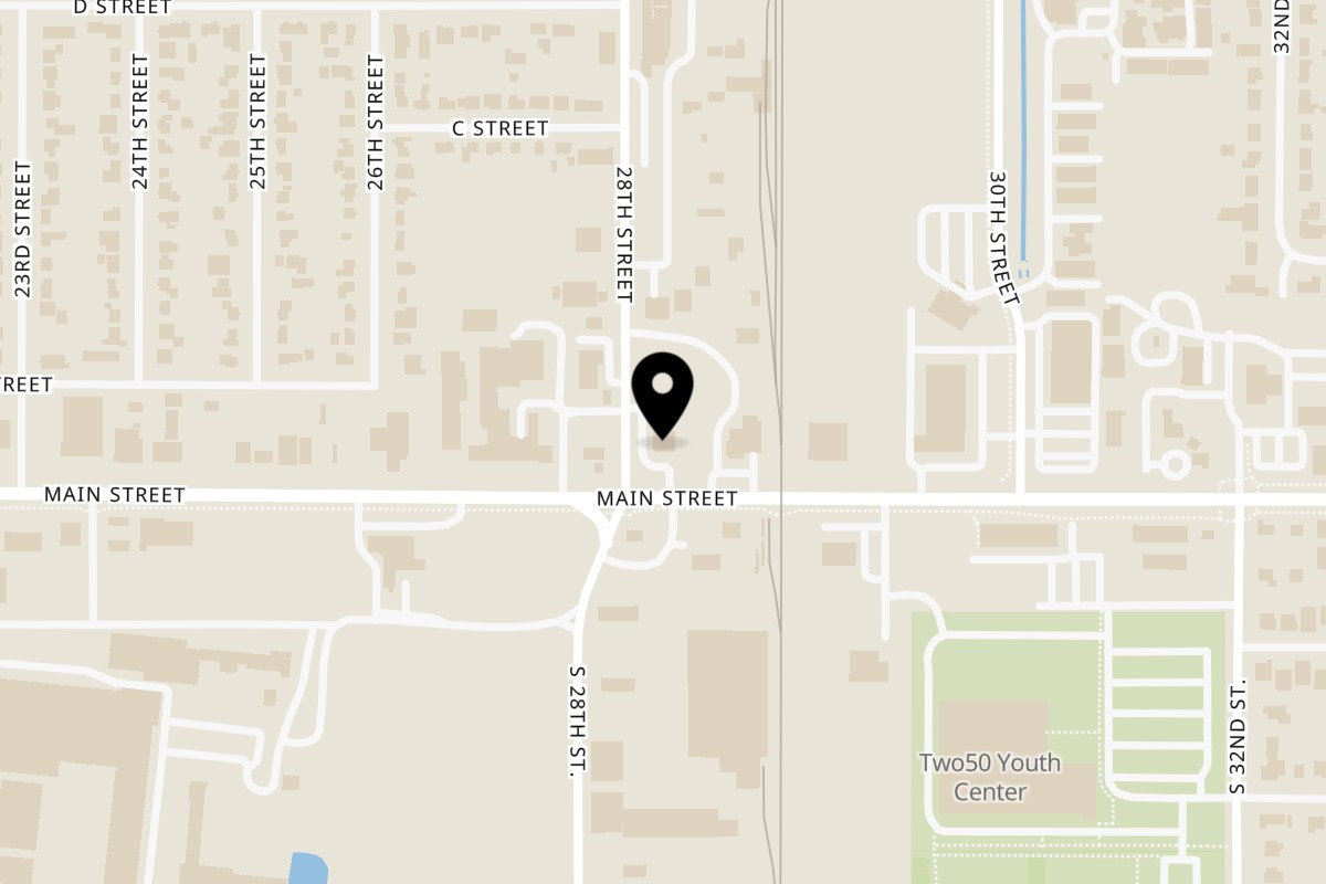 Map showing the location of Gridiron Grill & Tap House on 2816 Main St in Springfield